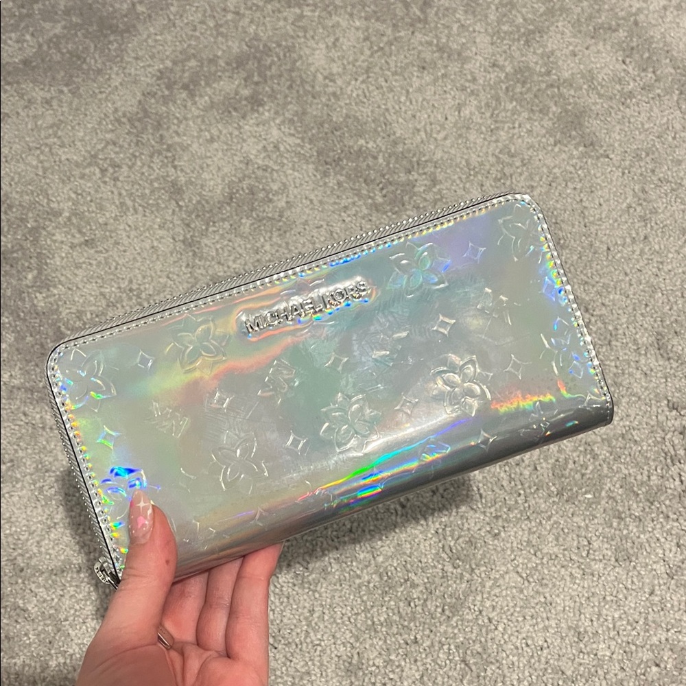 Iridescent Michael Kors zip wallet